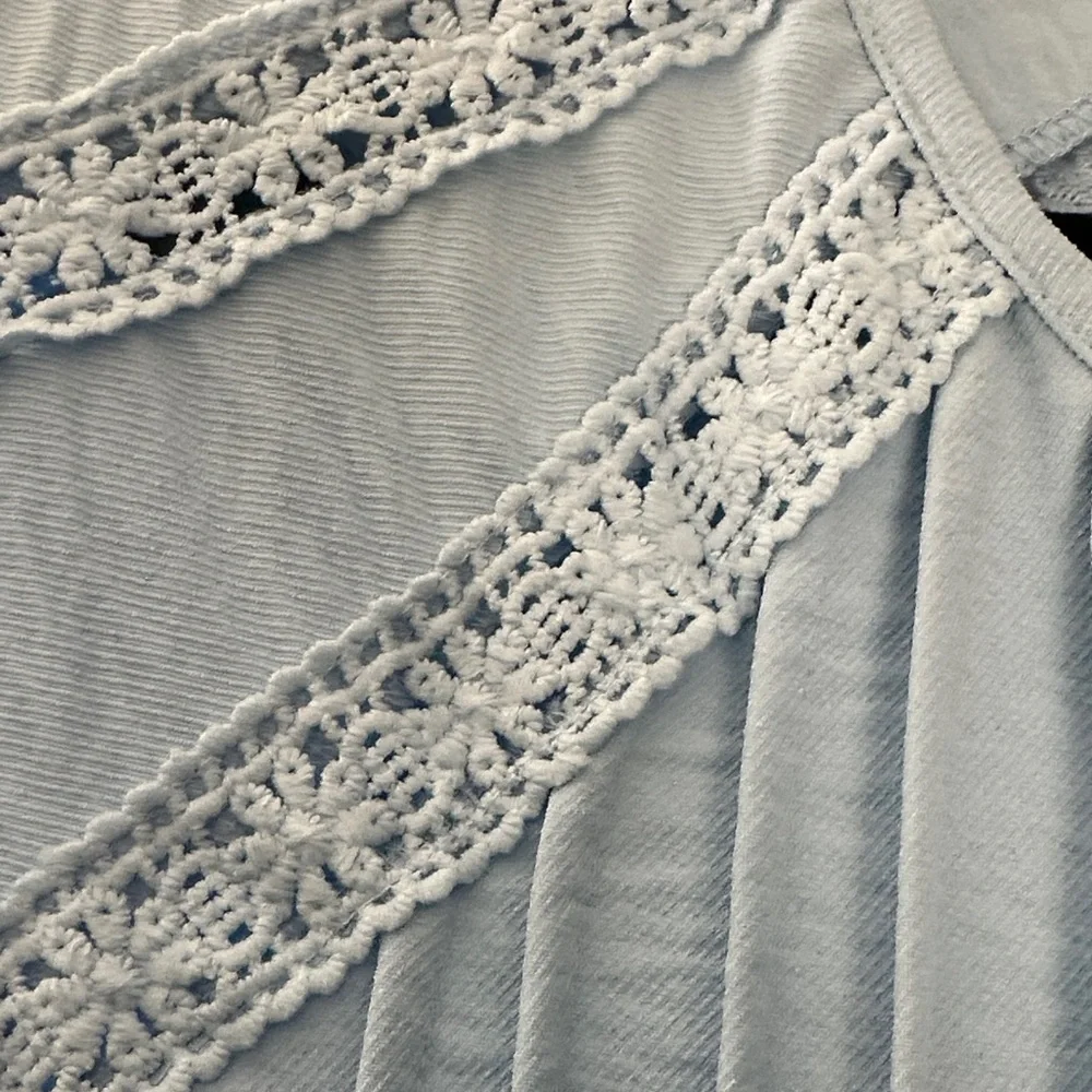 Lane Bryant Sky Blue Lace Accent Blouse - Picture 7 of 12